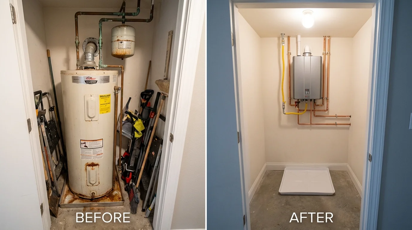Tank water heater versus wall-mounted tankless unit comparison for Kings Beach, CA homeowners