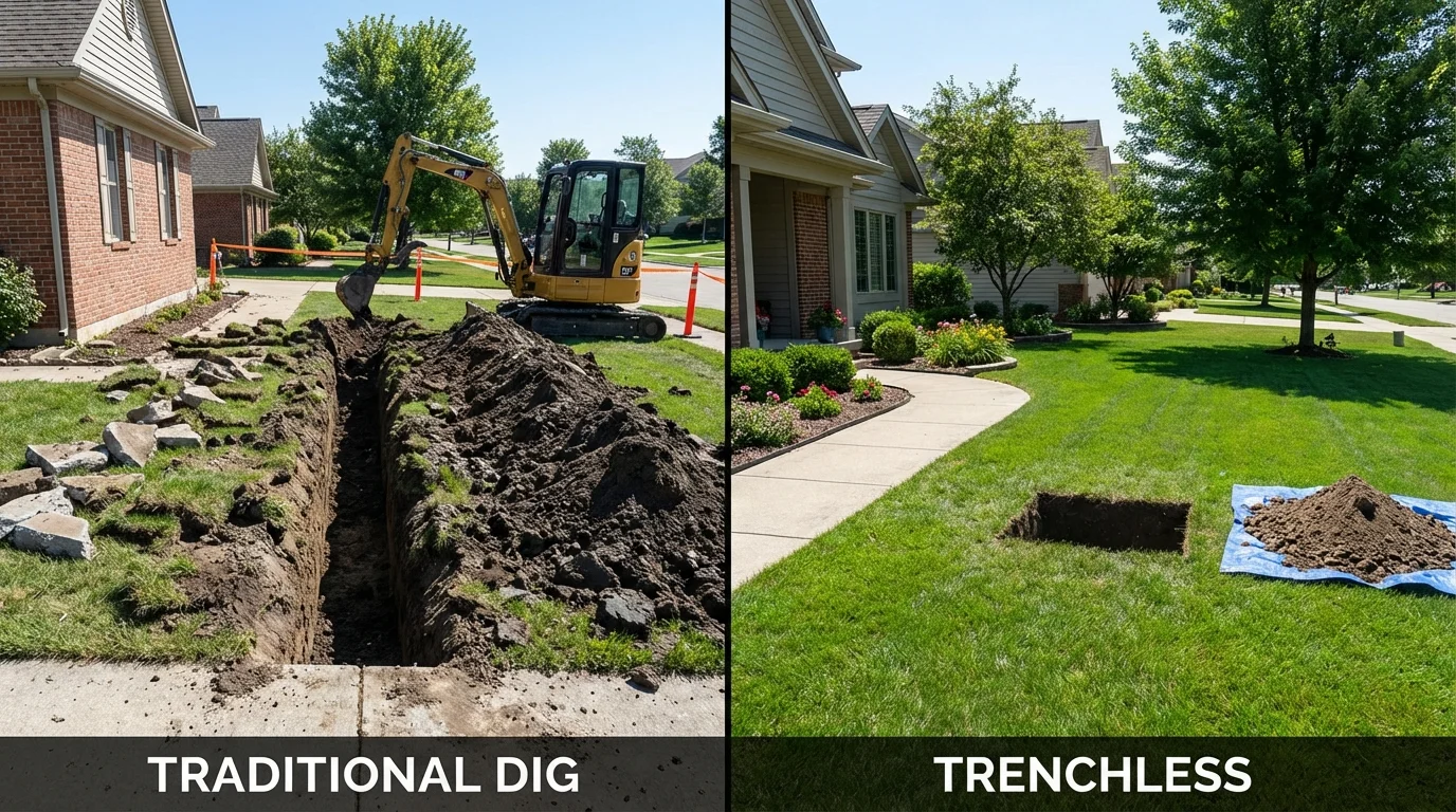 Trenchless sewer repair with minimal yard damage versus traditional excavation in Kings Beach, CA